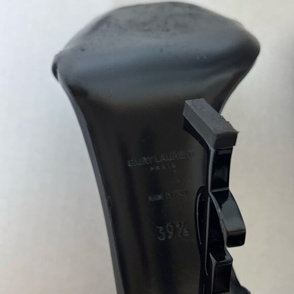 Saint Laurent Opyum YSL High Heel Patent Leather Sandal Pumps Black Size EU 39.5 - Picture 10 of 14